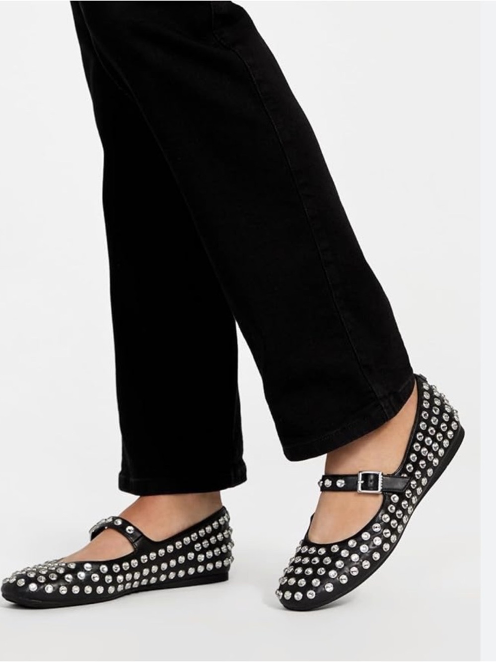 a new day Black Studded Mary Jane Flats